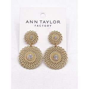Ann Taylor Gold Tone Filigree Floral Crystal Drop Dangle Boho Earrings NWT Gift